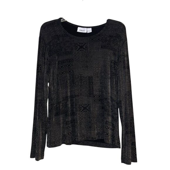 Chico's Travelers 2/L Geometric Print Long Sleeved Top - Picture 2 of 5